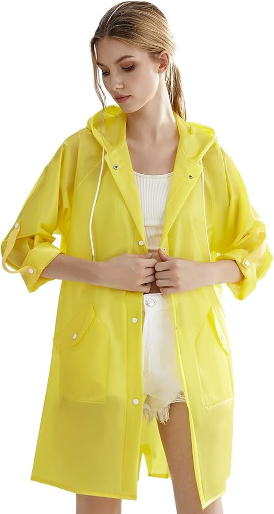 L-Rain TPU Clear Rain Coat for Women - Waterproof Packable Fashion Rain Poncho with Hood Reusable... | Amazon (US)