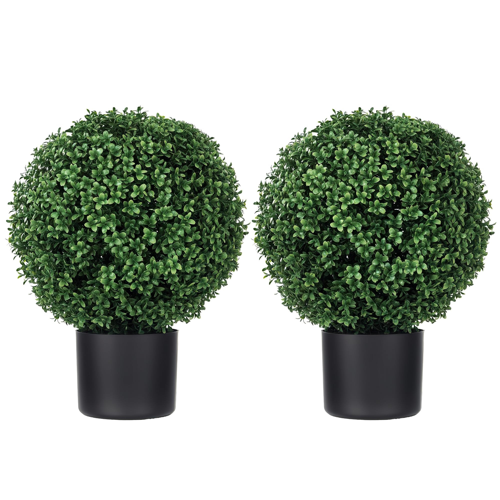 HOMCOM Set of 2 20.5" Artificial Ball Boxwood Topiary Trees with Pot, Indoor Fake Plants for Home... | Amazon (US)
