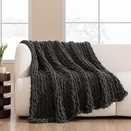 HBlife Chunky Knit Throw Blanket 50X60 Inches, Super Warm Soft Chenille Yarn Cable Knitted Blanke... | Amazon (US)