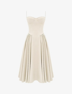 Samaria corset-top A-line stretch-cotton midi dress | Selfridges