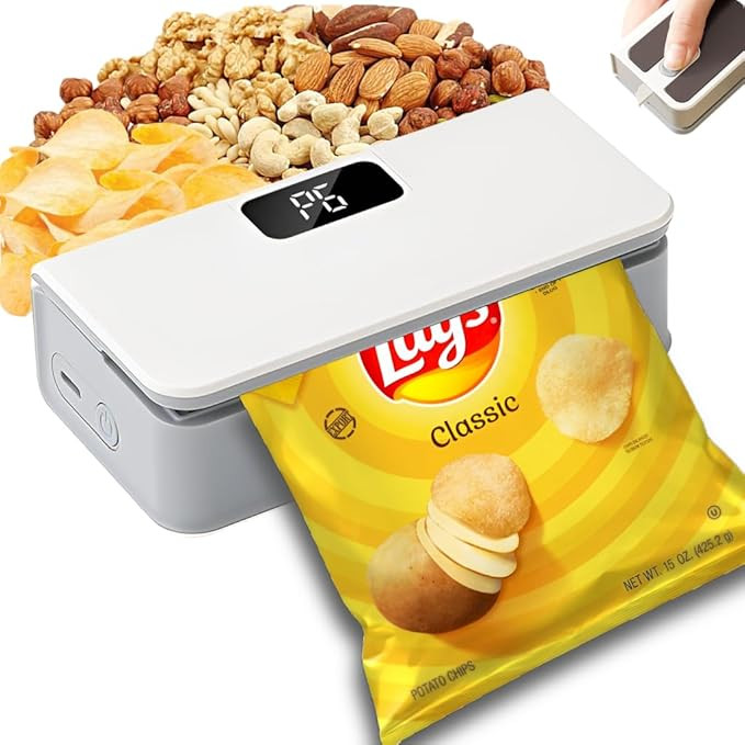 Mini Bag Sealer, Rechargeable Heat Sealer & 1600mAh Battery, Chip Bag Sealer for Food Storage, Sn... | Amazon (US)