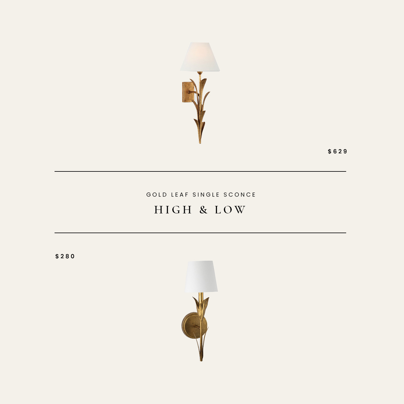 High / Low : Gold Leaf Single Sconce 

 

#LTKHome