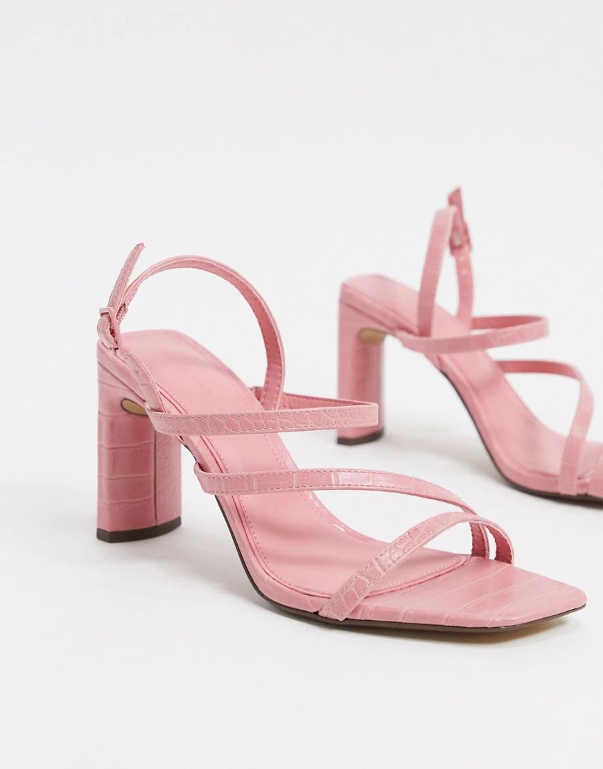 Bershka strappy heel in pink | ASOS (Global)