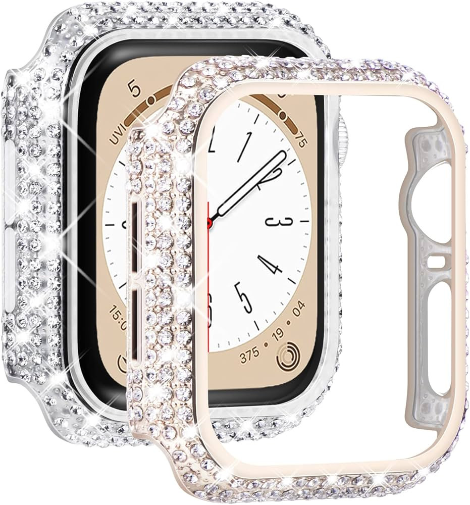 NewWays 2-Pack Bling Cases Compatible for Apple Watch Case 40mm, Fully Paved Diamonds Protective ... | Amazon (US)