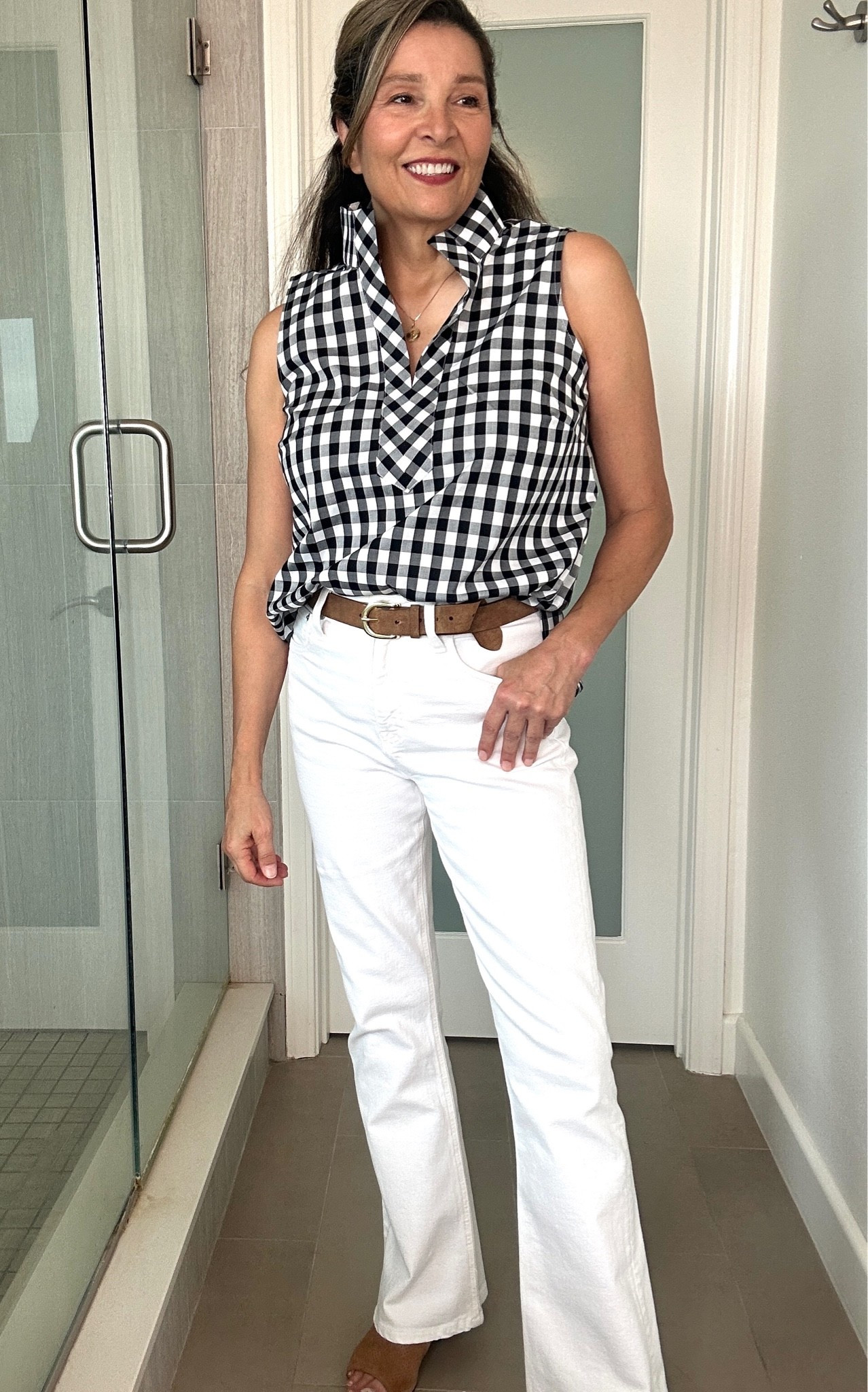 Wrinkle-free fabric makes this gingham popover blouse an easy way to get ready and look great!

#LTKOver40 #LTKMidsize #LTKWorkwear