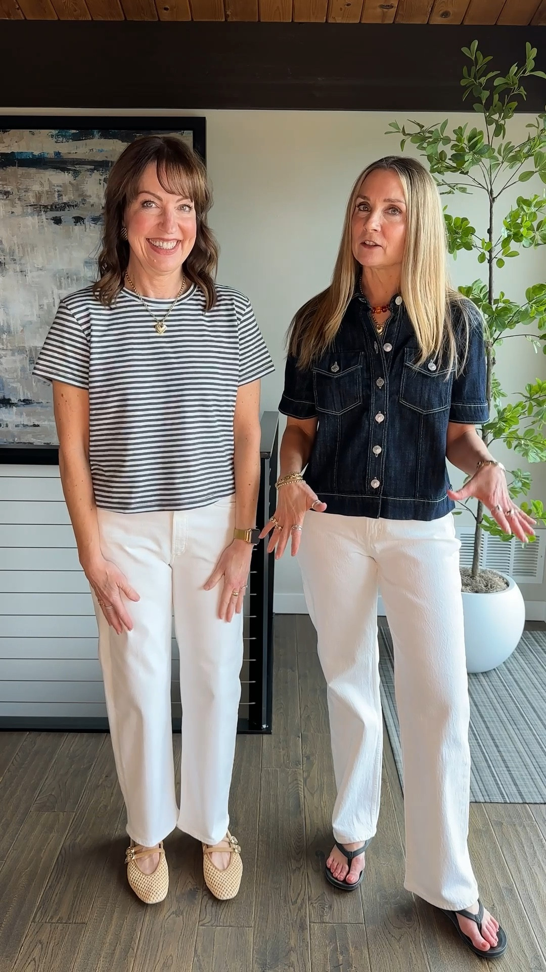 Part 2 in our series “The Best White Jeans”!

We worked hard to find more white jeans that are flattering, high quality and stylish!! White jeans can be tricky, but these pass our test!👍🏻 We’re both 5’6” and wear 26/27 in jeans. 

We love these straight leg styles! 
Straight legs tend to be universally flattering and they go with almost every shoe! We love these with our new spring tops. You can’t go wrong with a cute denim top or a  cropped striped tee! 

White denim, Citizens of Humanity, Madewell, Dolce Vita flats, striped tee



#LTKWorkwear #LTKSaleAlert #LTKootd