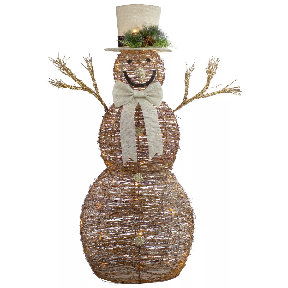 Northlight 48" LED Lighted Rustic Rattan Snowman Outdoor Christmas Decoration | Target