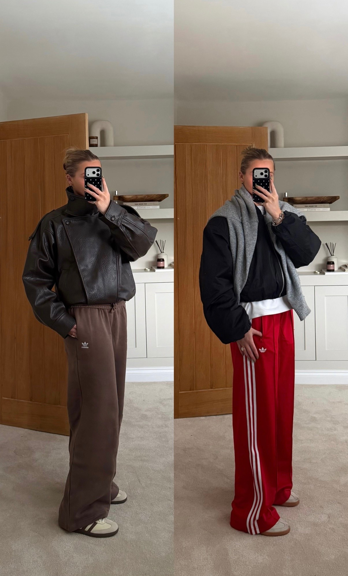 picked up some new pieces from adidas & I am quite literally obsessed with it all! planning on getting every colourway in these firebird tracksuits because I live in them tbh! 
& for ref. I am wearing a medium in both the red & brown joggers! #ad 