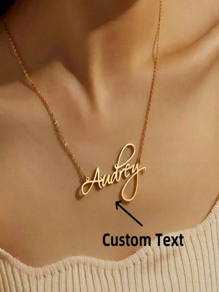 1pc Custom Name Necklace, Personalized Cursive Font Pendant, Elegant Bohemian Style, Simple DIY Custom Name Gift, Suitable For Women, Birthday Gift Jewelry Custom Cursive English Name Minimalist Elegant Stainless Steel Necklace Family Holiday Gift Ideal Gifts For Her Girlfriend, Mom, Family, Friends, Daughter, Her, Grandparents For Anniversaries, For Birthdays, For Daily Wear, For Prom, For Mother's Day, For Valentine's Day, For Graduation, For Weddings Valentines Gold Stylish,Vintage,Simple,Unisex,Casual Ideal Gifts For Him,Ideal Gifts For Her | SHEIN