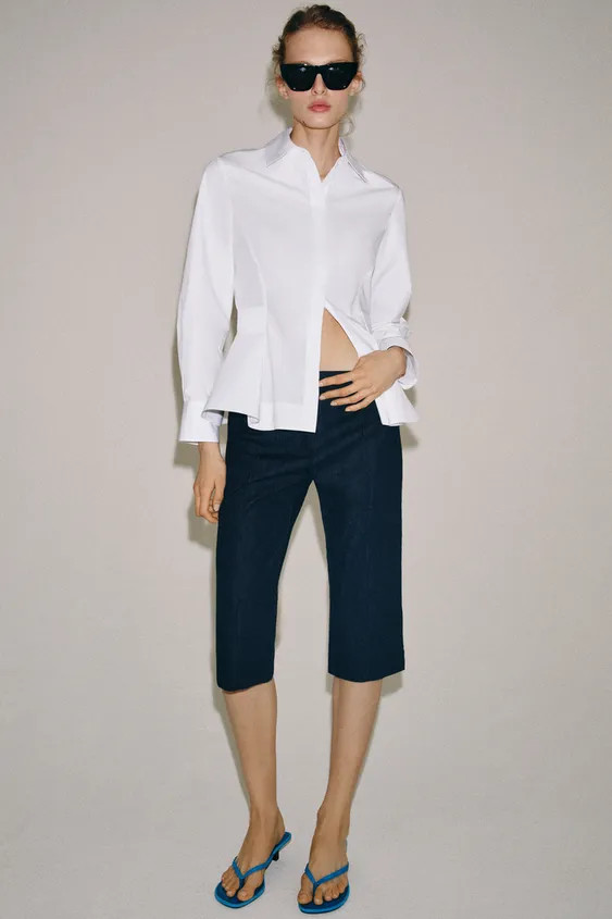 ZW COLLECTION PEPLUM POPLIN SHIRT | Zara US