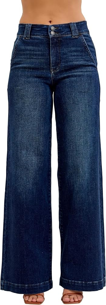 Judy Blue Womens Jeans - High Waisted Trouser Wide Leg (Multiple Inseam Options) | Amazon (US)