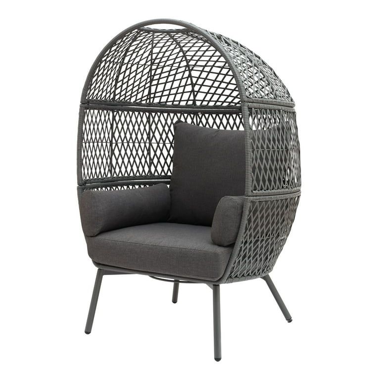 Better Homes & Garden Ventura Steel Stationary Wicker Egg Chair – Mono Gray | Walmart (US)