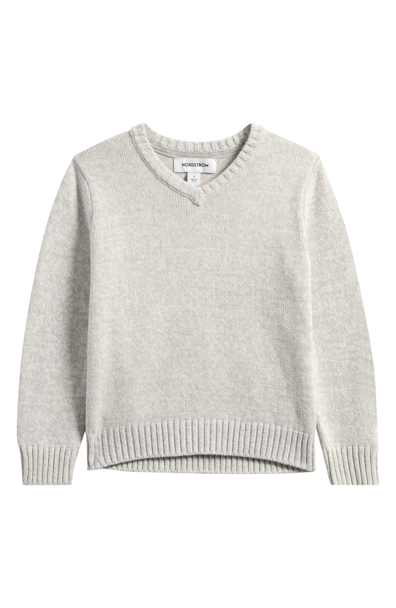 Kids' Stripe Cotton Blend V-Neck Sweater | Nordstrom