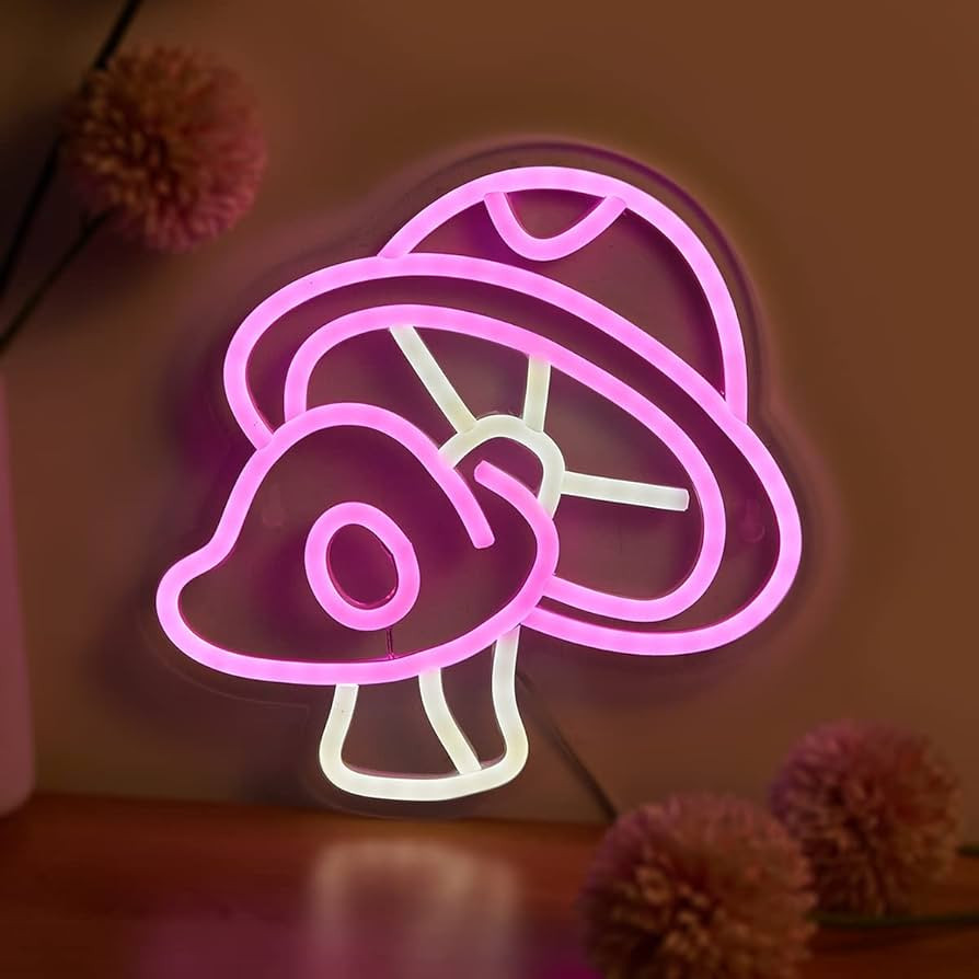 LED Neon Mushroom Cute Neon Sign, USB Powered Neon Signs Night Light, 3D Wall Art & Game room Bed... | Amazon (US)