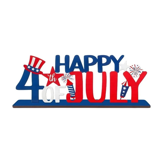 Memorial Day Saving!4th of July Decorations, Happy 4th Of July Wooden Table Sign Patriotic Indepe... | Walmart (US)