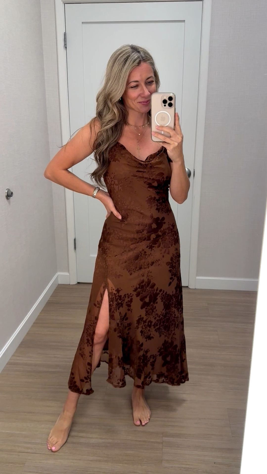 ASTR the label for the win again! Their dresses are just so feminine and fit the body like a glove! This brown floral dress is perfect for a wedding or even family photos! Wearing an XS! 

#LTKPetite #LTKWedding #LTKOver40