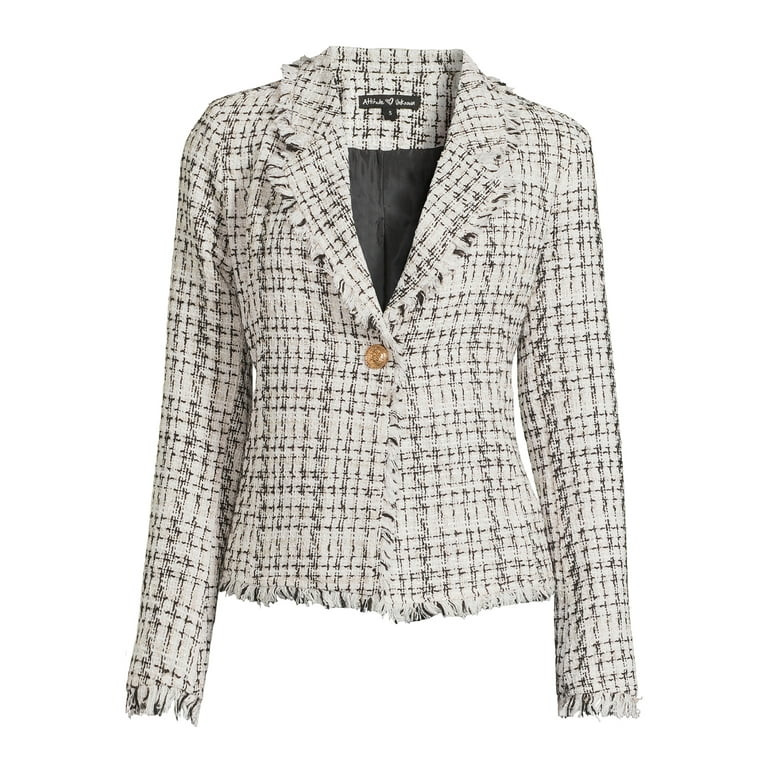 Attitude Unknown Women's Fancy Tweed Structured Blazer, Sizes XS-XL | Walmart (US)