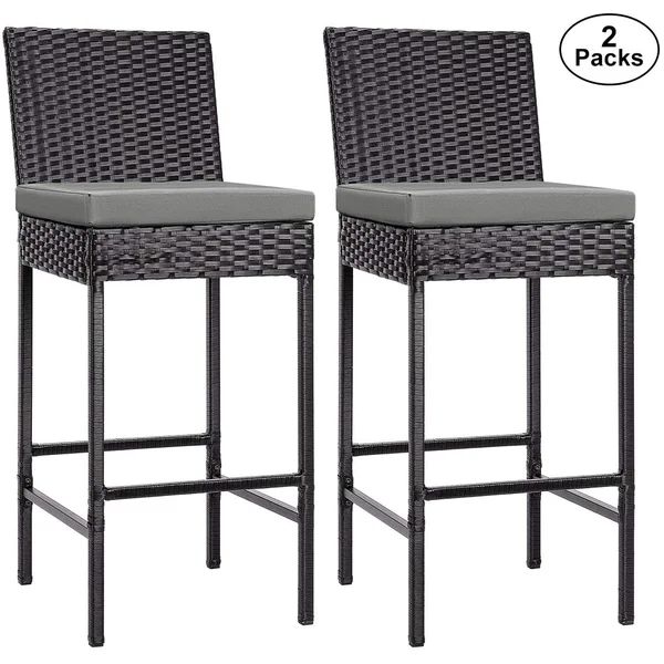 Aize 27.5" Patio Bar Stool with Cushion | Wayfair North America