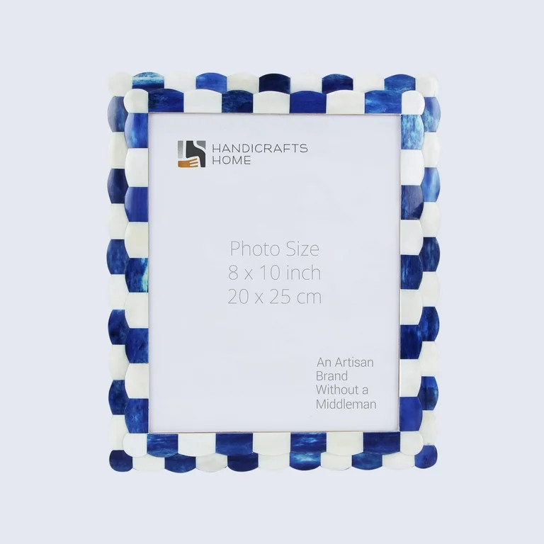Handicrafts Home 8" x 10" Scalloped Picture Frame, Blue & White - Walmart.com | Walmart (US)