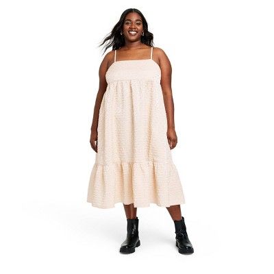 Women's Textured Empire Waist Midi Dress - Kika Vargas x Target Tan | Target