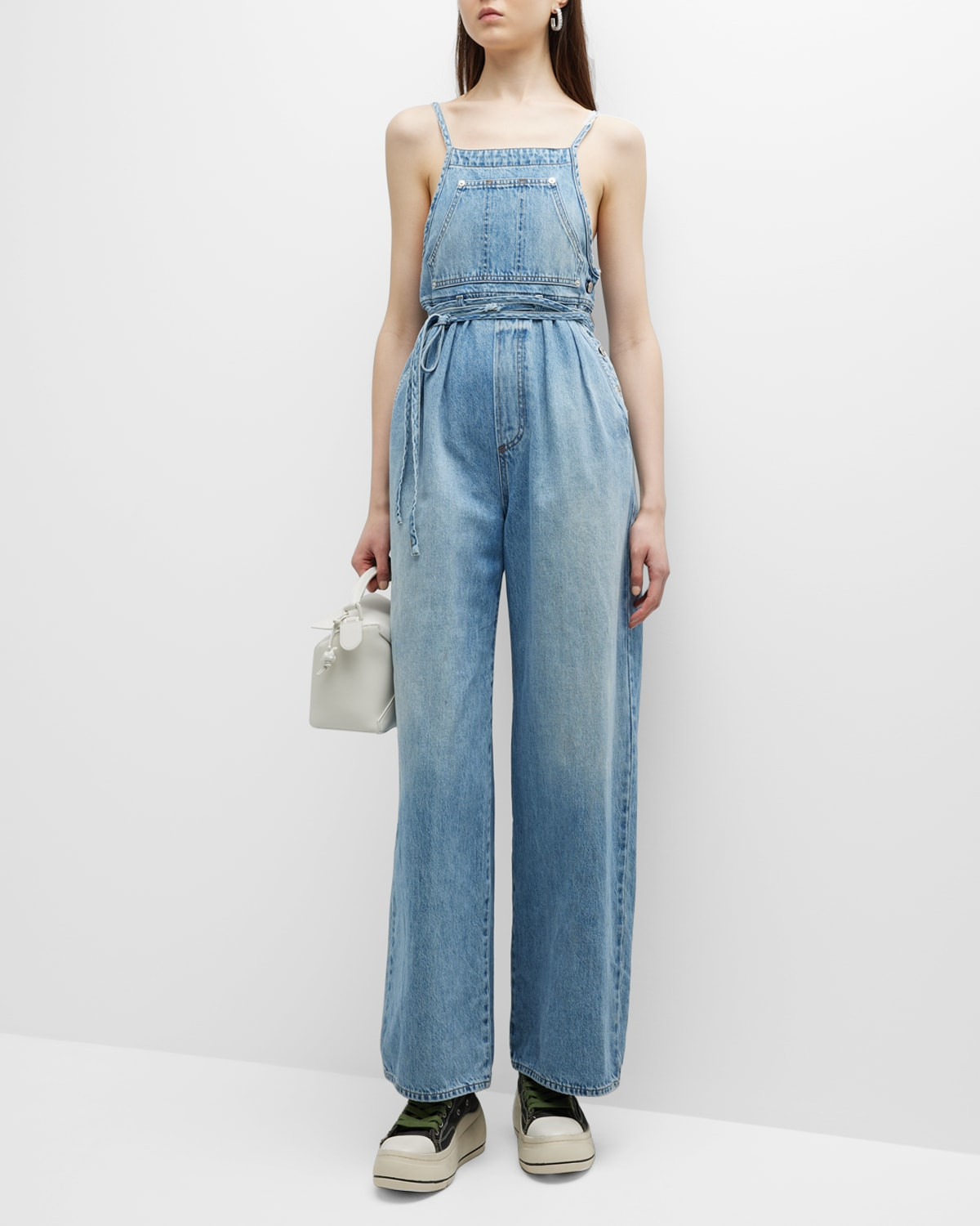 Mallory Self-Tie Denim Overalls | Neiman Marcus