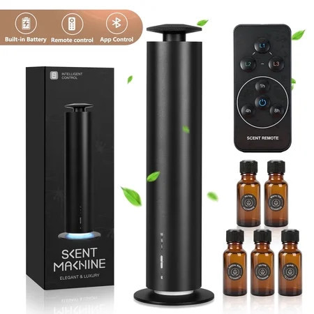 Waterless Scent Diffuser Starter Kit for Large Spaces - Aromatherapy Diffuser 2000 Sq ft Coverage with 5 Premium Oils & Remote Control, Hotel-Grade Black Diffuser for Home OR Office | Walmart (US)