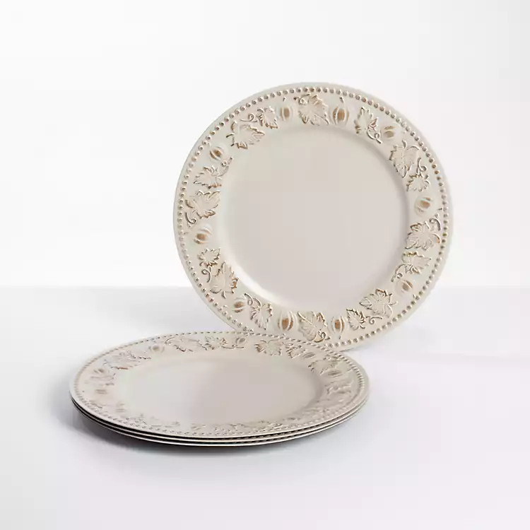 Ivory Autumn Foliage Chargers, Set of 4 | Kirkland's Home