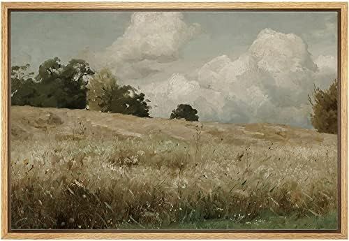 wall26 Framed Canvas Print Wall Art Vintage Countryside Forest Tree Field Nature Wilderness Illus... | Amazon (US)