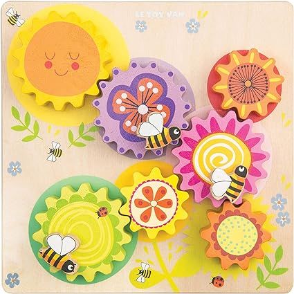 Le Toy Van - Petilou Wooden Educational Montessori Gears & Cogs 'Busy Bee Learning' Toy, Sensory ... | Amazon (US)