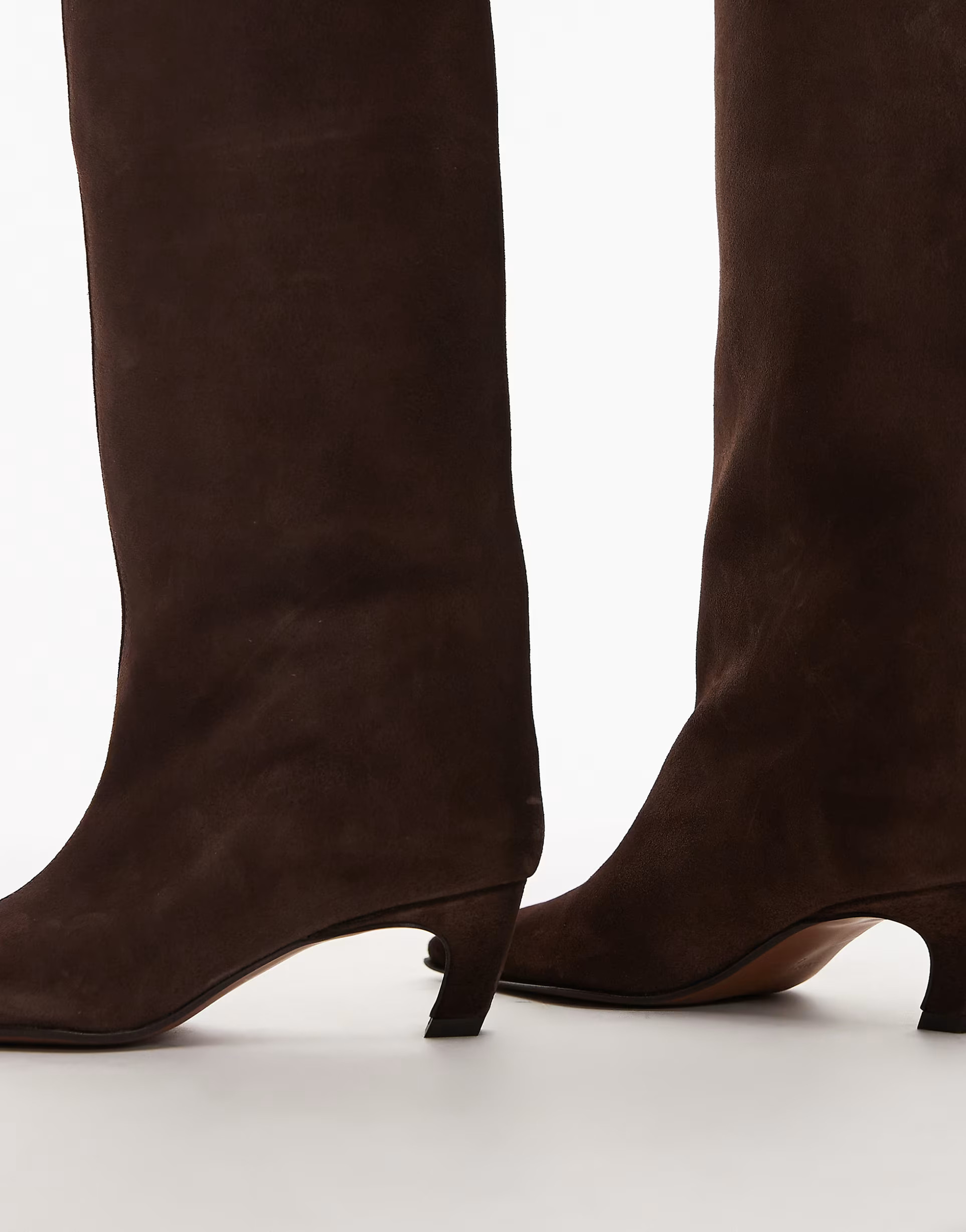 ASOS DESIGN Candace premium pull on chisel toe knee boots in chocolate suede | ASOS | ASOS (Global)