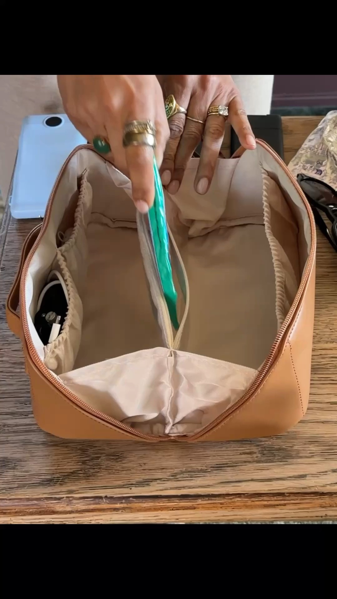 It’s a makeup bag but I call it my “airplane bag”. Pouches organize my stuff for the flight: cords, wipes, glasses, electrolytes, sani, lip balm, hand cream, snacks… everything! They stopped making the Beis one but this is identical and half the price!

#LTKTravel