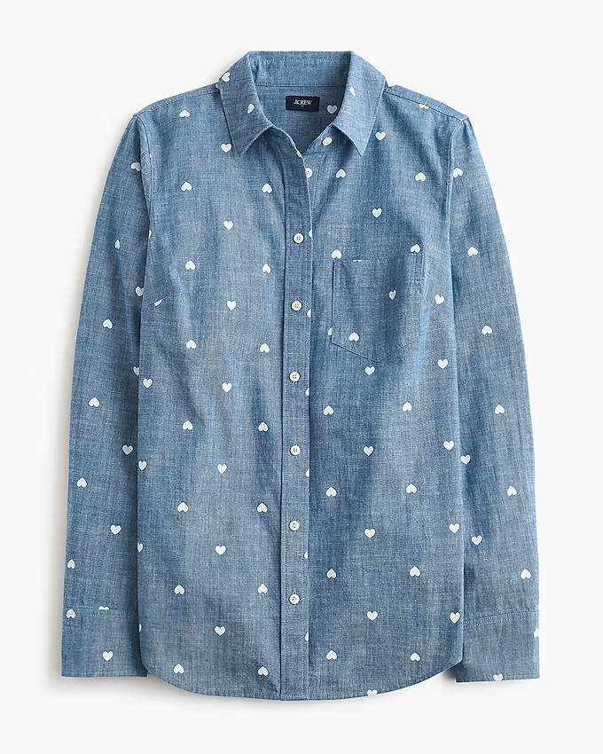 Chambray hearts button-up shirt in signature fit | J.Crew Factory