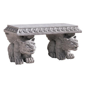 31" Gray Castle Sculptural Gothic Gargoyle Bench | Christmas Central