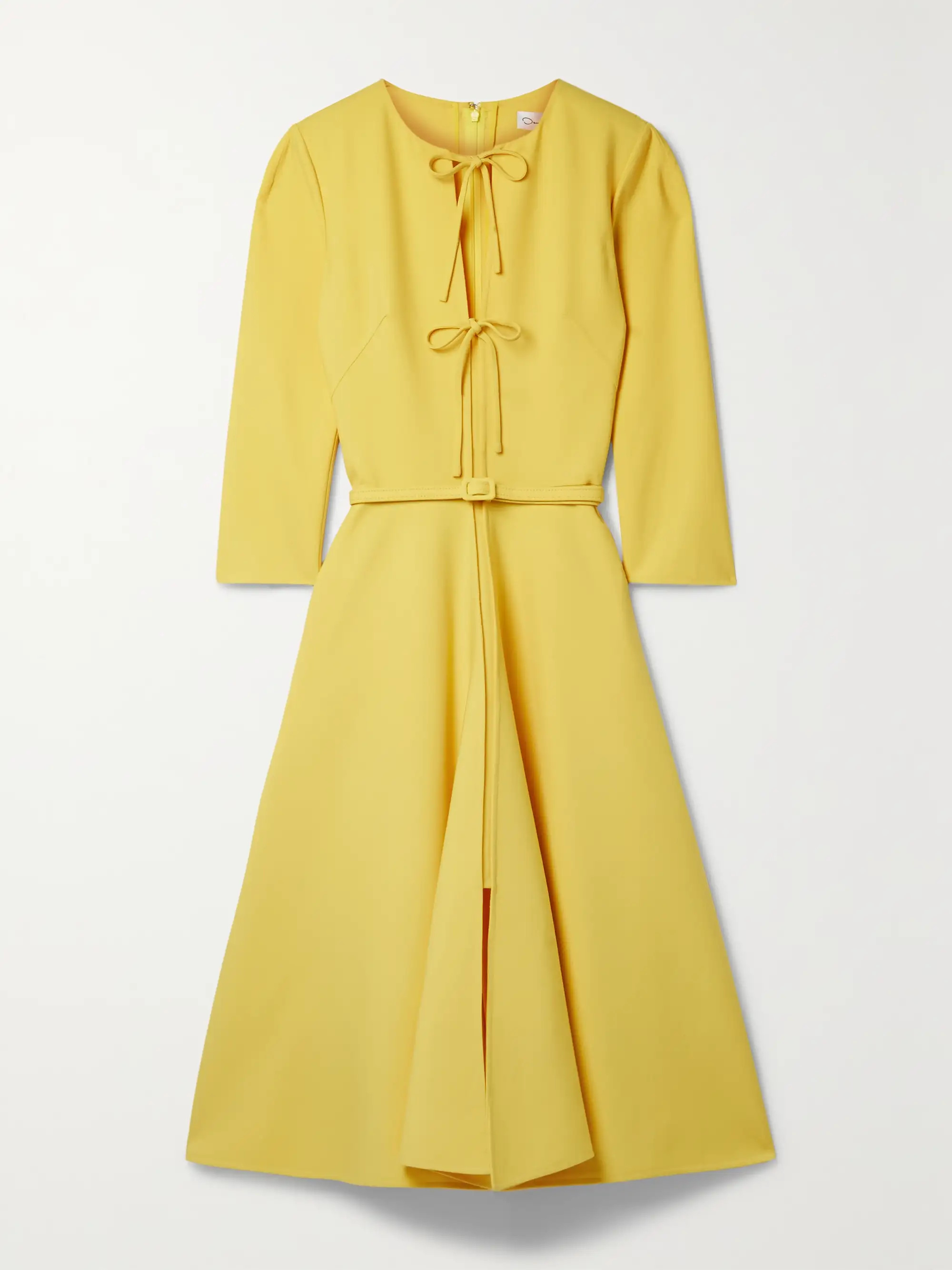 OSCAR DE LA RENTATie-front belted wool-blend midi dress | NET-A-PORTER (UK & EU)