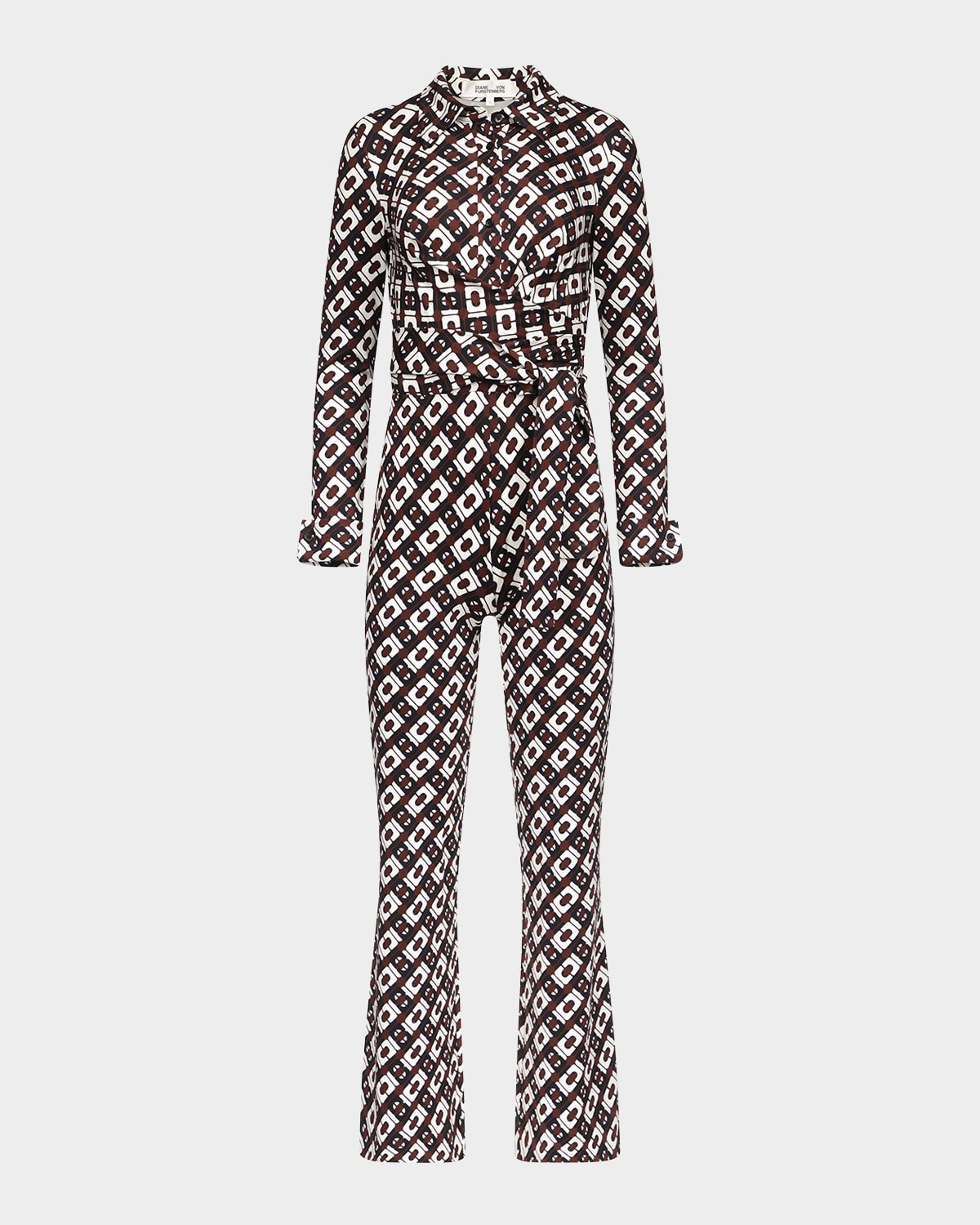 Michele Flared Geometric-Print Jumpsuit | Neiman Marcus