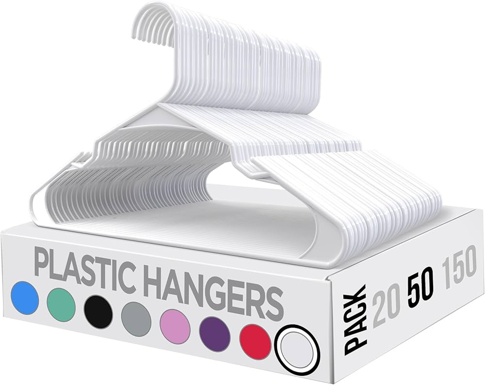 Utopia Home Clothes Hangers 50 Pack - Plastic Hangers Space Saving - Durable Coat Hanger with Sho... | Amazon (US)