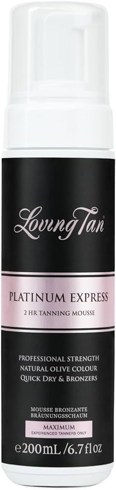 Loving Tan Platinum 2 HR Express Mousse, Darkest Shade Yet - Streak Free, Professional Strength S... | Amazon (US)