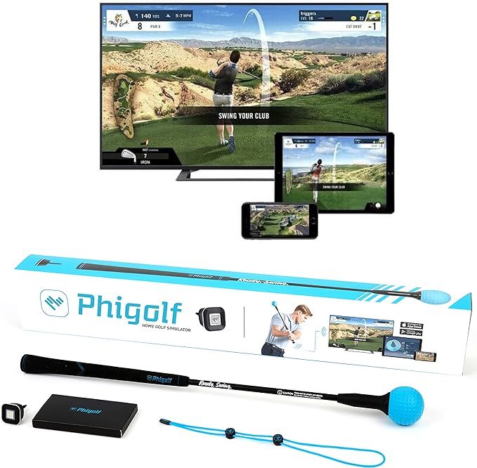 Amazon.com : PHIGOLF Home Golf Simulator with Weighted Swing Stick, Indoor & Outdoor Use, Swing T... | Amazon (US)