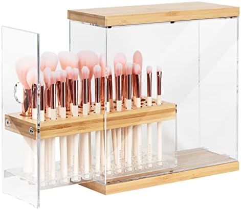 JACKCUBE DESIGN Transparent 29 Holes Acrylic Bamboo Makeup Brush Holder Organizer Beauty Cosmetic... | Amazon (US)
