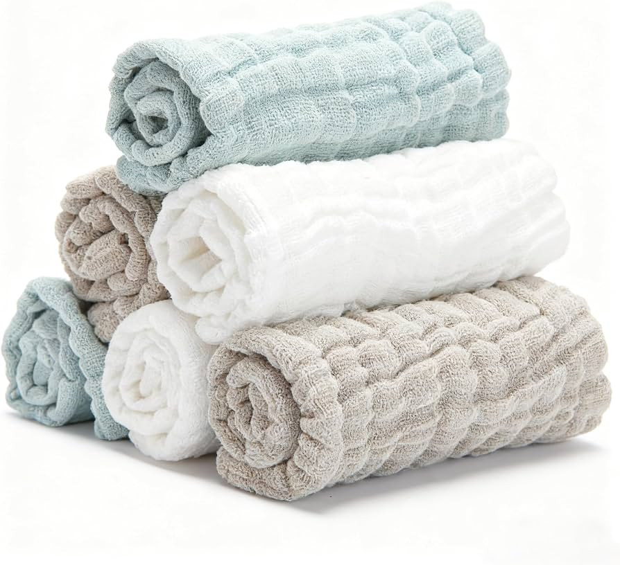 Organic Muslin Baby Washcloths 6 Pack Baby Bath Face Towel 12x12 Inch Extra Absorbent and Soft Bu... | Amazon (US)