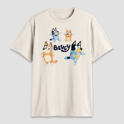 Men's Bluey Family Short Sleeve Crewneck T-Shirt - Beige M | Target