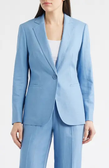 One-Button Linen Blend Blazer | Nordstrom