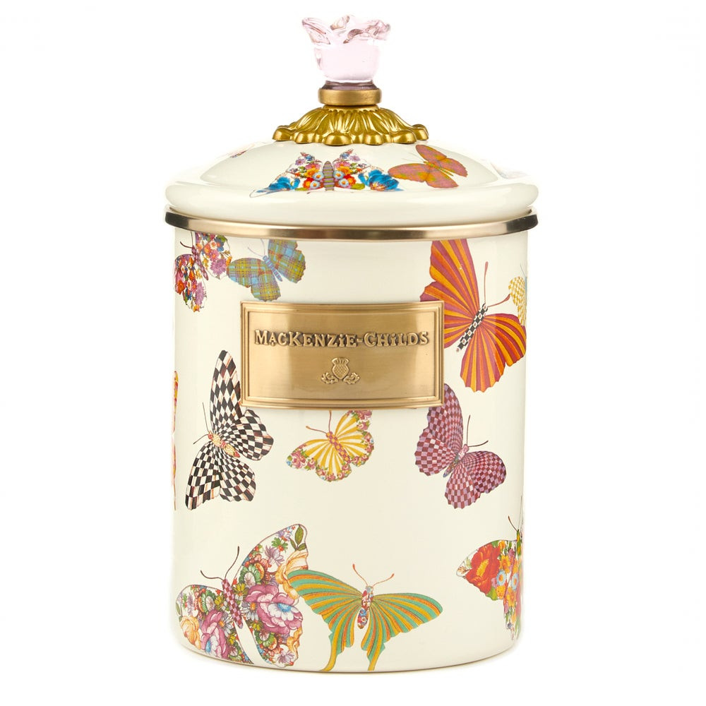 Butterfly Garden Medium Canister - White | MacKenzie-Childs