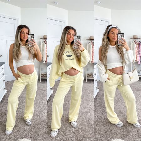 Yellow wide leg sweatpants 💛 these have been a most loved item by you!!! Wearing a xs and they’re bump friendly 

#LTKbump #LTKstyletip #LTKfindsunder50