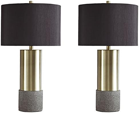 Signature Design by Ashley Jacek Modern Contemporary Table Lamp, Set of 2, Gray & Brass Finish | Amazon (US)