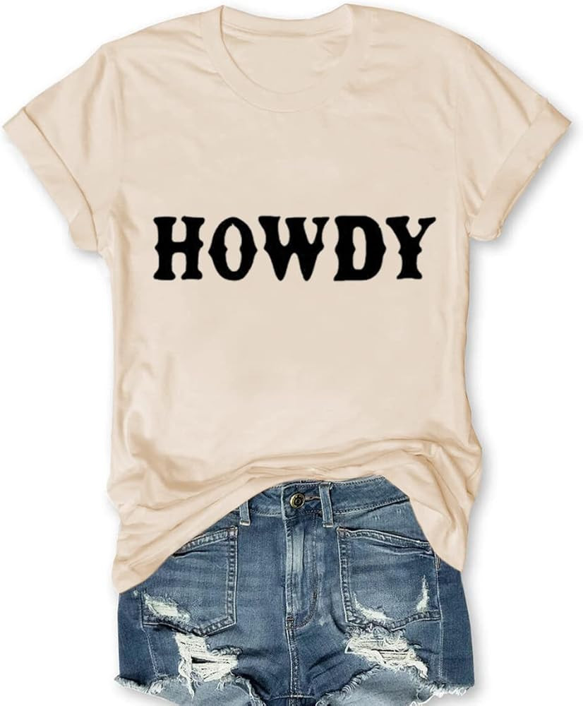 Women Howdy Shirt Vintage Rodeo Western Cowgirl T Shirt Short Sleeve Summer Tops Funny Country Graph | Amazon (US)