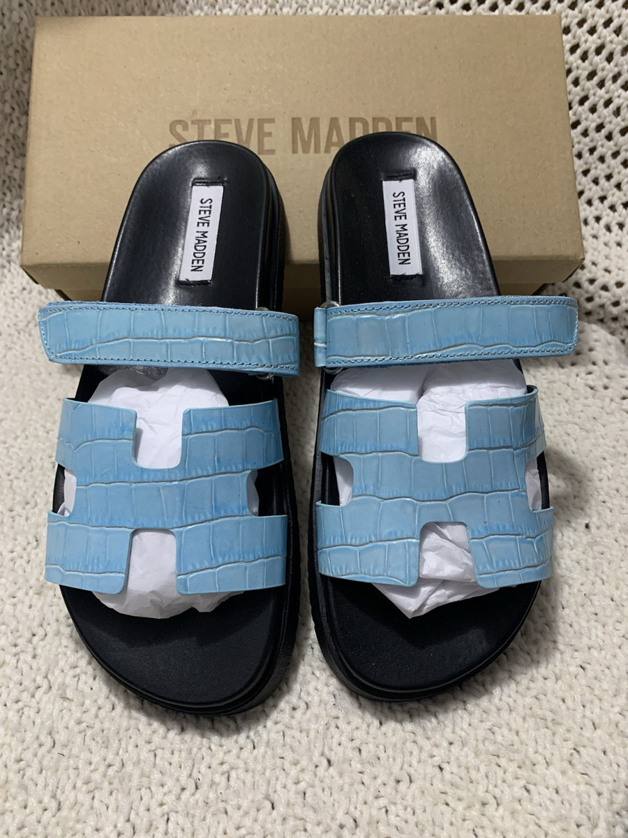 NIB 🌺 Steve Madden Mayven Baby Blue Croco Leather Sandals Womens Sz 9  | eBay | eBay US