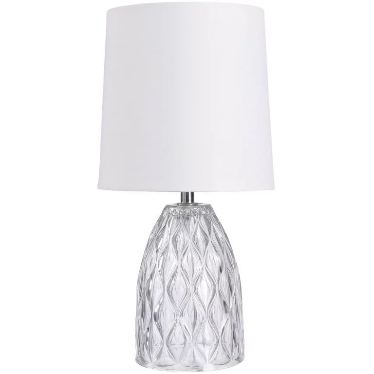 Mainstays Mini Clear Glass Table Lamp with Shade 12.75"H-Geo Texture & Glossy Finish | Walmart (US)