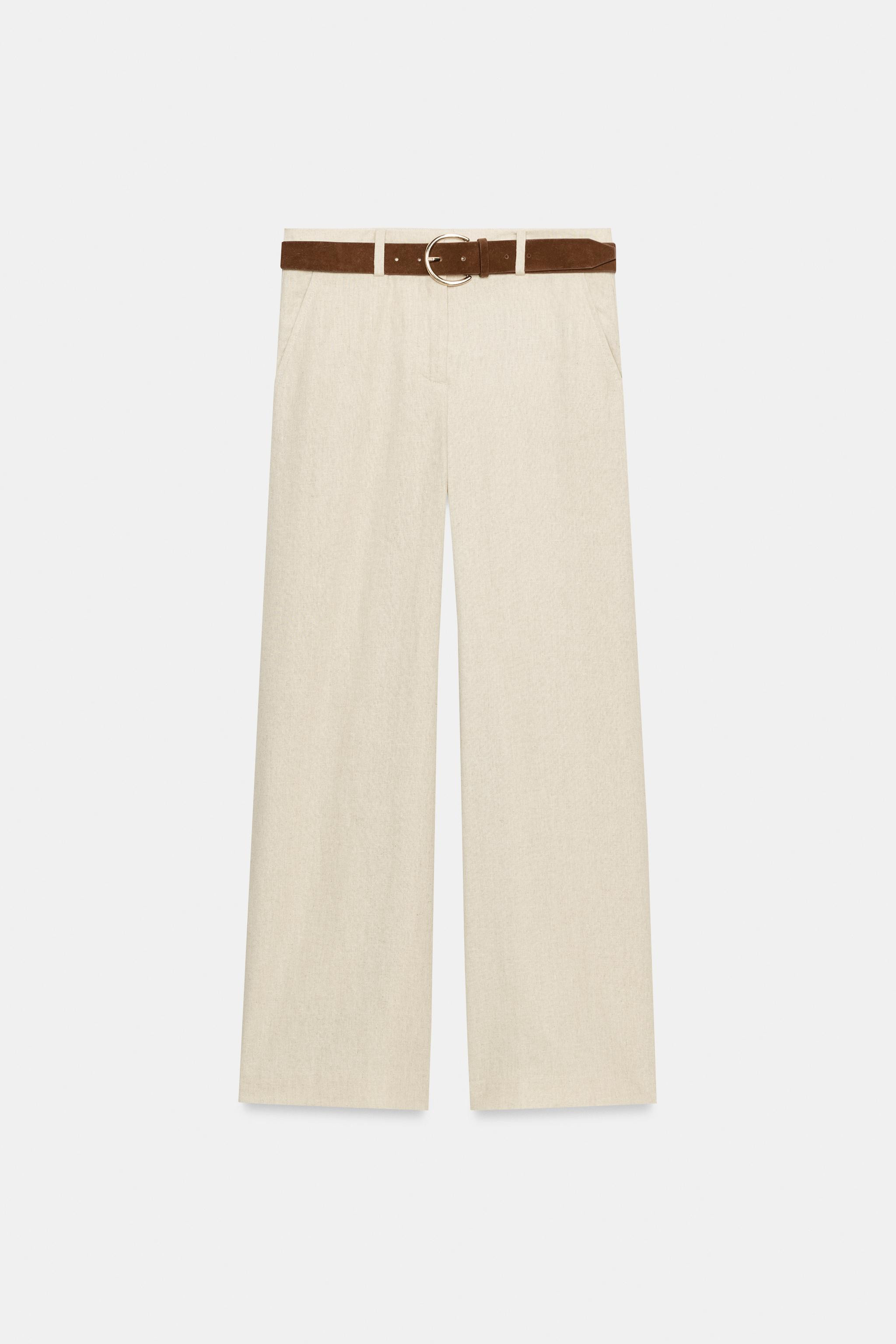 LINEN BLEND CULOTTES WITH BELT | Zara US