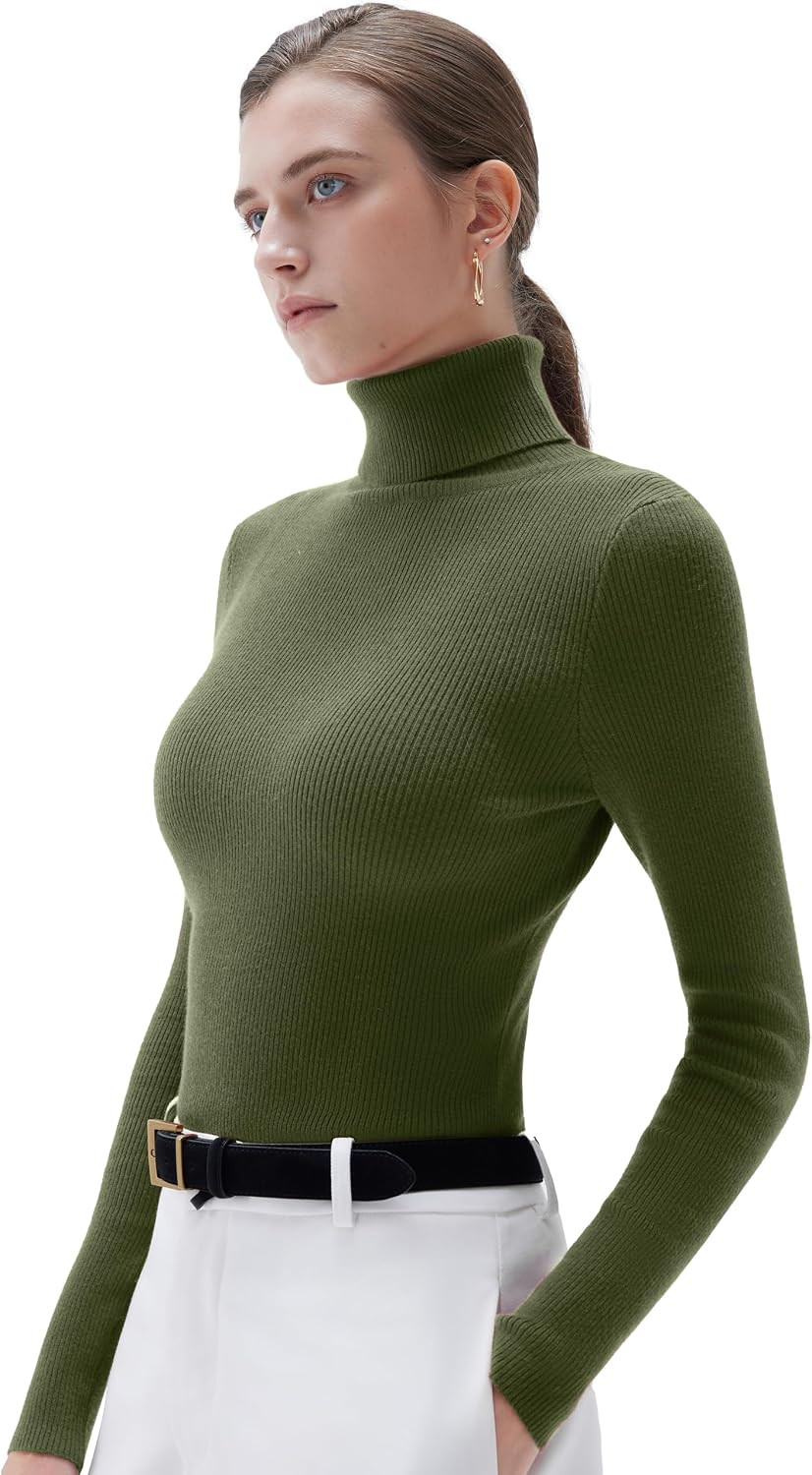 SUUKSESS Women Turtleneck Cashmere Blend Sweater Basic Thermal Tops | Amazon (US)